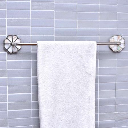 Silver Brass Mother of Pearl Bathroom Towel Bar